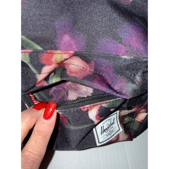 Herschel Supply Co. Classic Mini Black Backpack Iris Watercolor Flower Print NWO - Picture 5 of 12